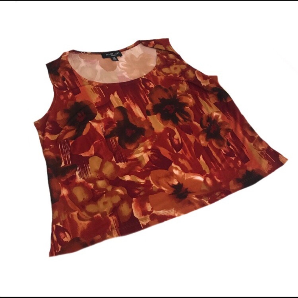 Perceptions Woman Rust & Autumn Colors Sleeveless Tank Blouse Size 16W (Plus)
